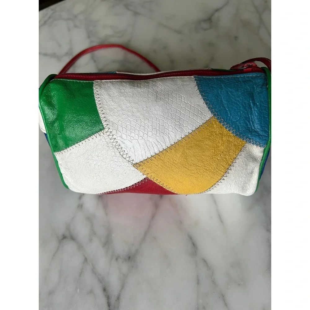 Sereta Vintage 90s‎ Patchwork Leather Crossbody Bag Primary Colorblock Pop Art